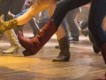closeup of footwork during line dancing
