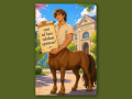 Centaur holding a Latin scroll.