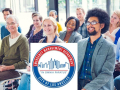 Image of adults of various ages and ethnicities seated listening to a lecture. The logo for the City of Los Angeles Emergency Management Department is included.
