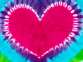 Tie dye design of a heart.