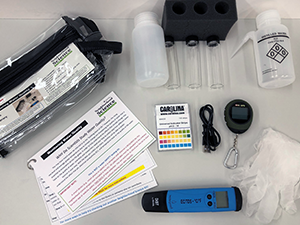 image of the Monitoring Water Quality kit with its content
